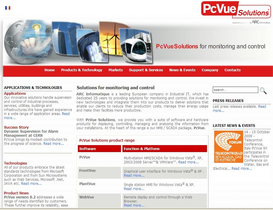 Il sito web ARC INFORMATIQUE  – www.pcvuesolutions.com